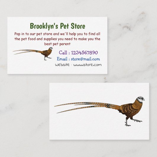 リーブスのキジ鳥の漫画イラストレーション 名刺 (正面/裏面)