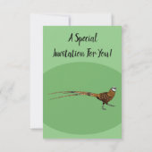 リーブスのキジ鳥の漫画イラストレーション 招待状 (裏面)