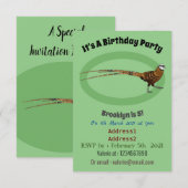 リーブスのキジ鳥の漫画イラストレーション 招待状 (正面/裏面)