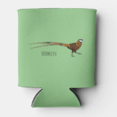 リーブスのキジ鳥の漫画イラストレーション 缶クーラー (正面)