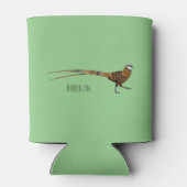 リーブスのキジ鳥の漫画イラストレーション 缶クーラー (裏面)