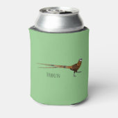 リーブスのキジ鳥の漫画イラストレーション 缶クーラー (缶裏面)