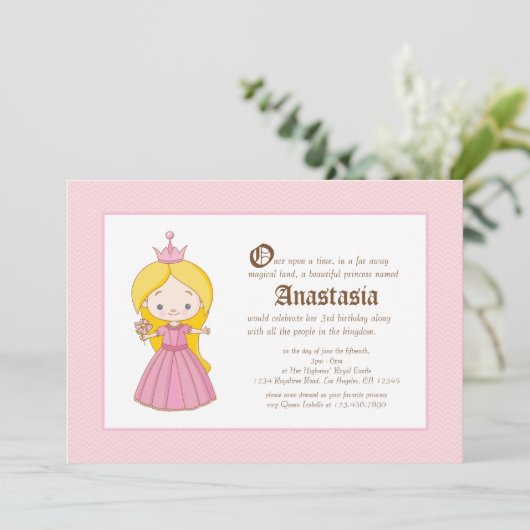 リーブロンドプリンセス王室の誕生日招待状 招待状 (スタンド正面)