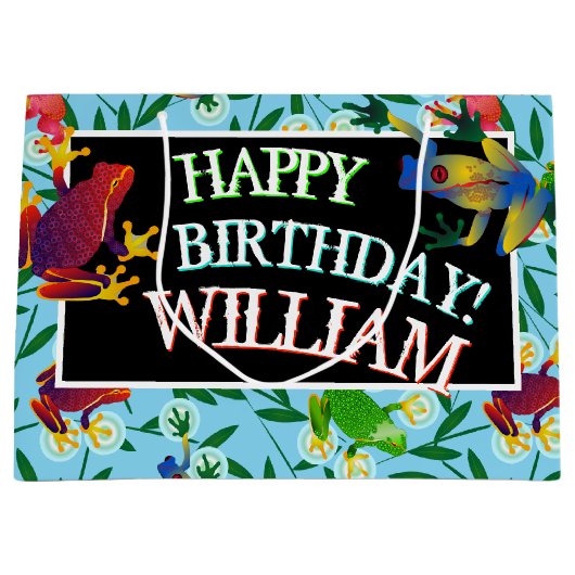 リープフロッグパーソナライズされた誕生日ラージ抱き枕 ラージペーパーバッグ (正面)