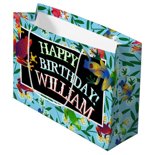 リープフロッグパーソナライズされた誕生日ラージ抱き枕 ラージペーパーバッグ (正面アングル)