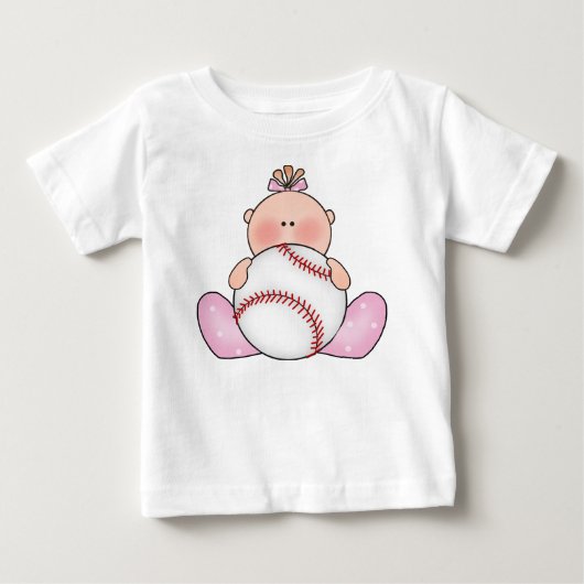 リーベースボールベビーガール ベビーTシャツ (正面)