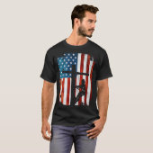 リーマンアメリカ国旗の電気ケーブルラインマン Tシャツ (正面フル)