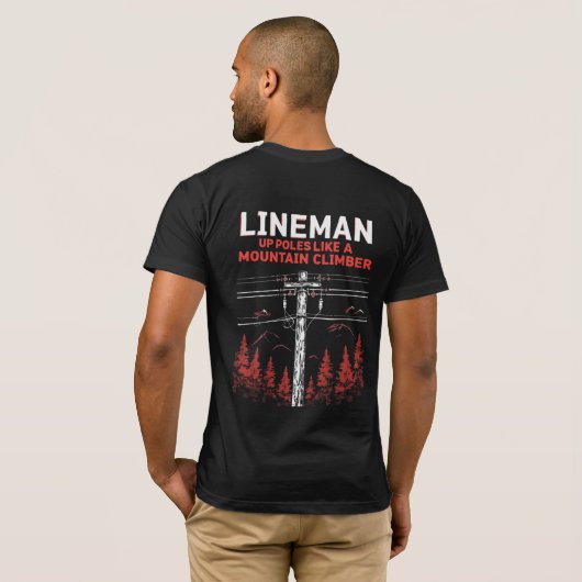 リーマンユーモア：山の登山者のように極を上げる Tシャツ (裏面フル)