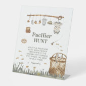 リールおもしろい魚釣りおしゃぶり狩りベビーシャワー標識 台座サイン (正面)