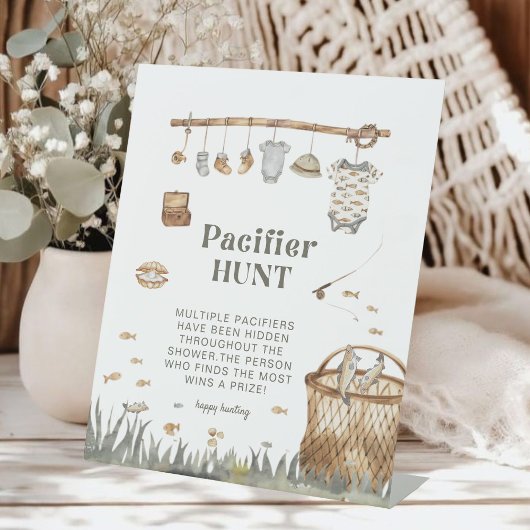 リールおもしろい魚釣りおしゃぶり狩りベビーシャワー標識 台座サイン