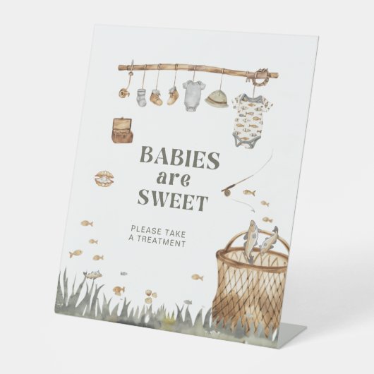 リールおもしろい魚釣りベビーは甘い 台座サイン (正面)