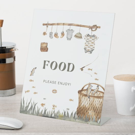 リールおもしろい魚釣りベビーシャワー食品サイン 台座サイン (インサイチュ)