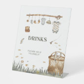 リールおもしろい魚釣りベビーシャワー飲料の看板 台座サイン (正面)