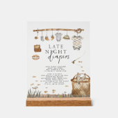 リールおもしろい魚釣り深夜おむつ素朴標識 アクリルサイン (正面)