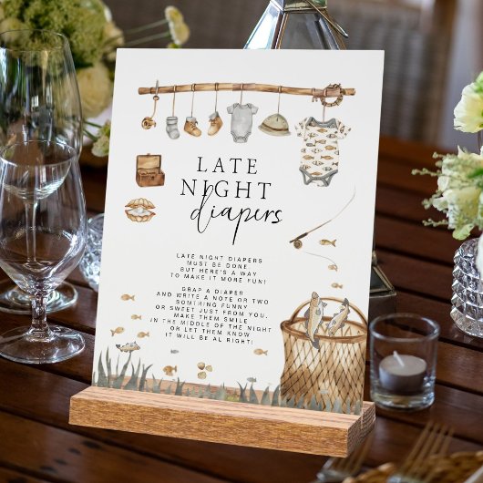 リールおもしろい魚釣り深夜おむつ素朴標識 アクリルサイン