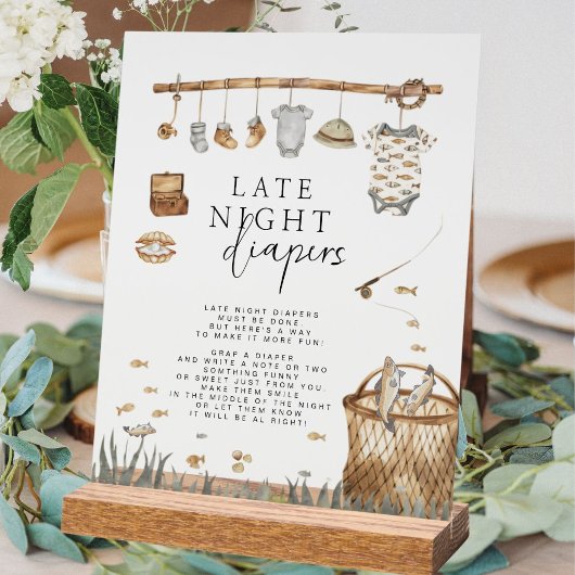 リールおもしろい魚釣り深夜おむつ素朴標識 アクリルサイン