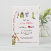 リールがとってもワクワクする釣りのファーストバースデー招待状 招待状 (スタンド正面)