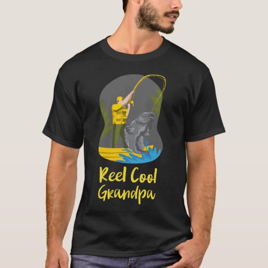 リールがクールなじいちゃんデザイン Tシャツ (正面)