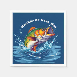 リールに引っ掛けられた魚おもしろい スタンダードカクテルナプキン