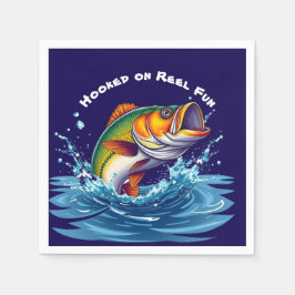 リールに引っ掛けられた魚おもしろい スタンダードカクテルナプキン