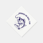 リールに引っ掛けられた魚おもしろい スタンダードカクテルナプキン (角)