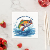 リールに引っ掛けられた魚おもしろい スタンダードカクテルナプキン (インサイチュ)