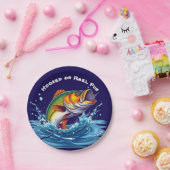 リールに引っ掛けられた魚おもしろい ペーパープレート (パーティー)