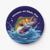 リールに引っ掛けられた魚おもしろい ペーパープレート (正面)