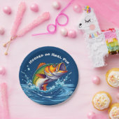 リールに引っ掛けられた魚おもしろい ペーパープレート (パーティー)