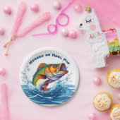 リールに引っ掛けられた魚おもしろい ペーパープレート (パーティー)