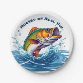 リールに引っ掛けられた魚おもしろい ペーパープレート