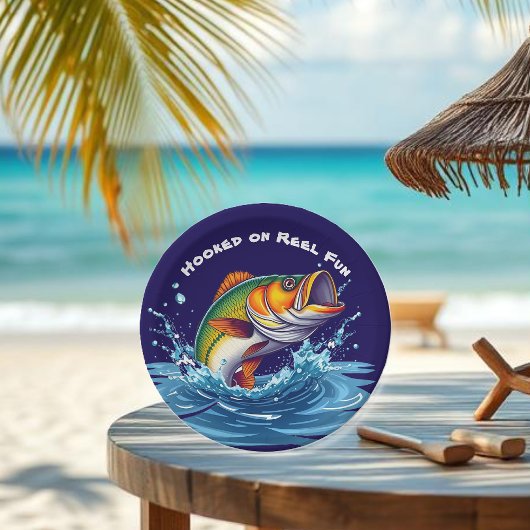 リールに引っ掛けられた魚おもしろい ペーパープレート