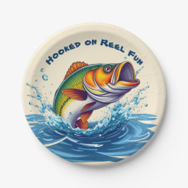リールに引っ掛けられた魚おもしろい ペーパープレート