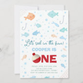 リールのおもしろい魚釣り第1の誕生日 招待状 (正面)