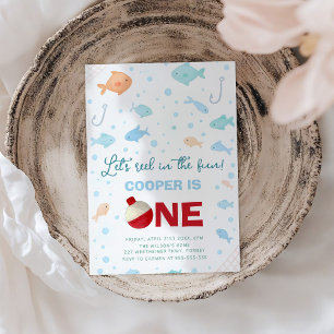 リールのおもしろい魚釣り第1の誕生日 招待状