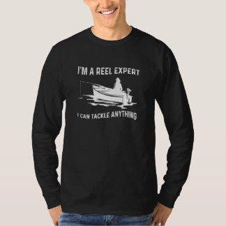 リールの専門家のジョークデザインで釣り人 Tシャツ