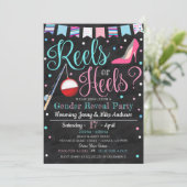 リールまたはヒール性別リビールパーティの招待状 招待状 (スタンド正面)