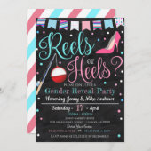 リールまたはヒール性別リビールパーティの招待状 招待状 (正面/裏面)