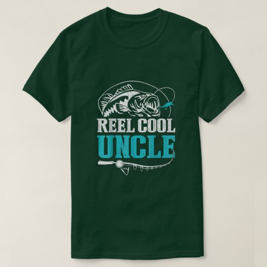 リールカッコいいおじさん魚釣り父の日 Tシャツ (デザイン正面)