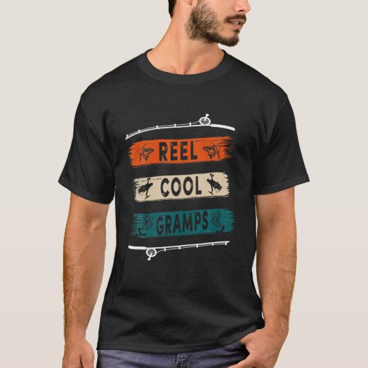 リールカッコいいグランプ漁師おもしろい魚釣りティー Tシャツ (正面)
