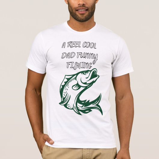 リールカッコいいパパおもしろい魚釣り恋人 Tシャツ (正面)