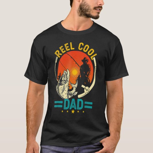 リールカッコいいパパ魚釣り日漁師 Tシャツ (正面)