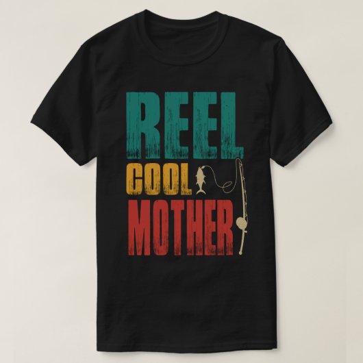 リールカッコいいマザー魚釣りヴィンテージ Tシャツ (デザイン正面)
