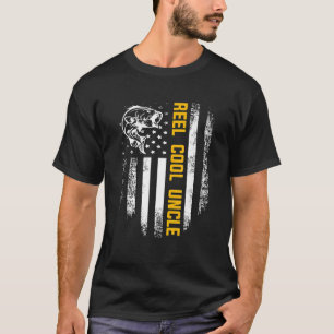 リールカッコいい伯父ヴィンテージ国旗魚釣り父の日 Tシャツ