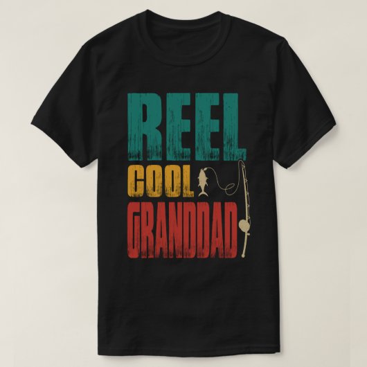 リールカッコいい祖父魚釣りヴィンテージ Tシャツ (デザイン正面)