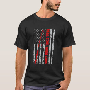 リールガカッコいいンガン魚釣り米国国旗 Tシャツ