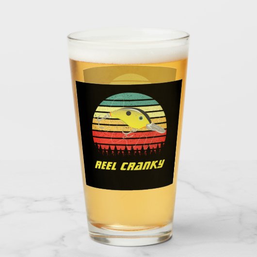 リールクランキーおもしろいベース魚釣りクランクベイトレトロ タンブラーグラス (ドリンク正面)