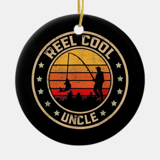リールクールアンクルフィッシャーマンファーザーデイ魚釣り セラミックオーナメント (正面)