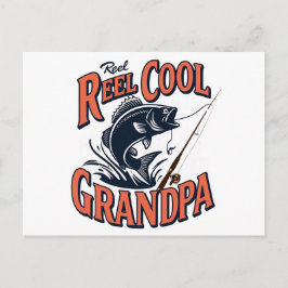リールクールグランパ葉書 – 父の日魚釣り シーズンポストカード