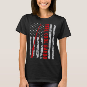 リールクールバボ魚釣りアメリカ漁船国旗 Tシャツ